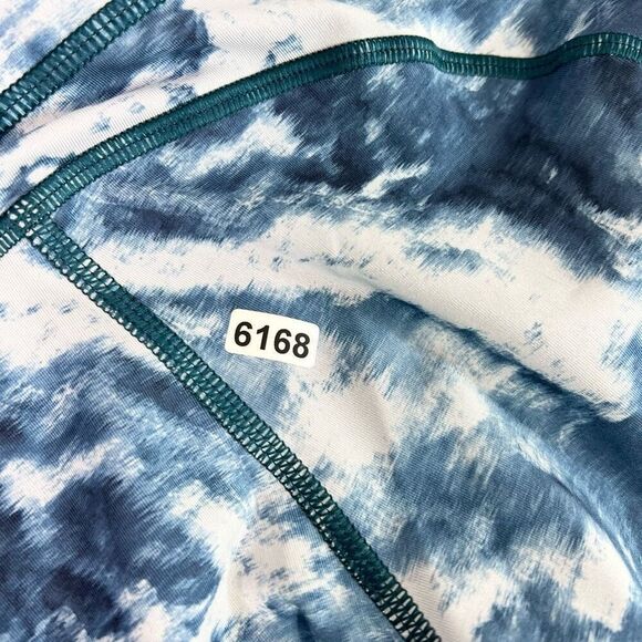 Lululemon Workout Leggings Womens 6 Blue Tie Dye Pull On Full Length Speed Tight - Picture 10 of 10